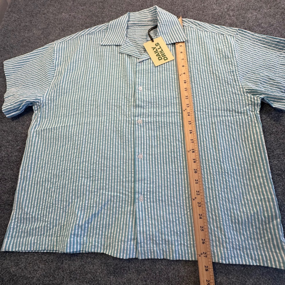 Daily Drills Blue and White Striped Button Down Shirt - Picture 6 of 6